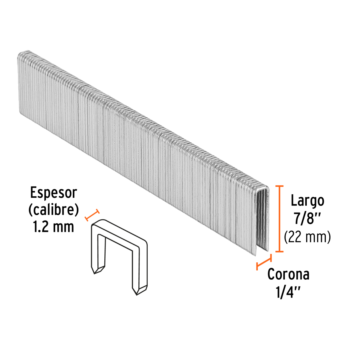 CAJA CON 5000 GRAPAS CORONA 1/4" CALIBRE 18, 22 MM P/ENNE-120 TRUPER