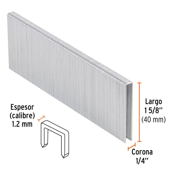 CAJA CON 5000 GRAPAS CORONA 1/4" CALIBRE 18, 40 MM P/ENNE-120 TRUPER