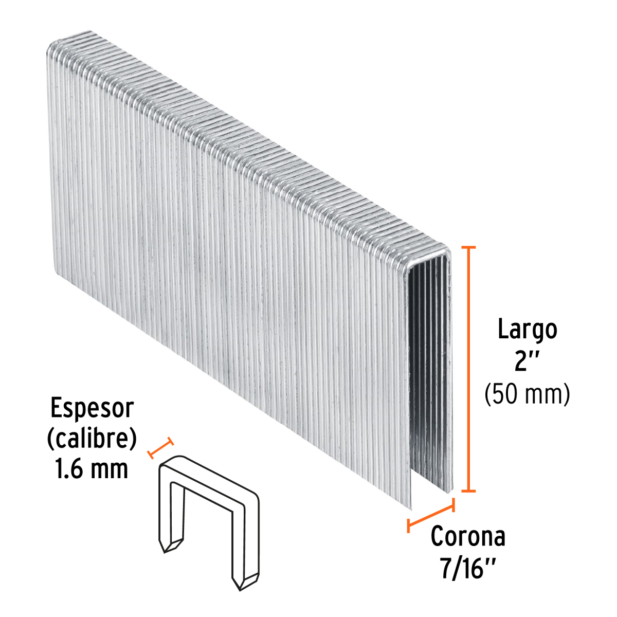 CAJA CON 1000 GRAPAS CORONA 7/16" CAL. 16, 50 MM P/ENNE-160 TRUPER