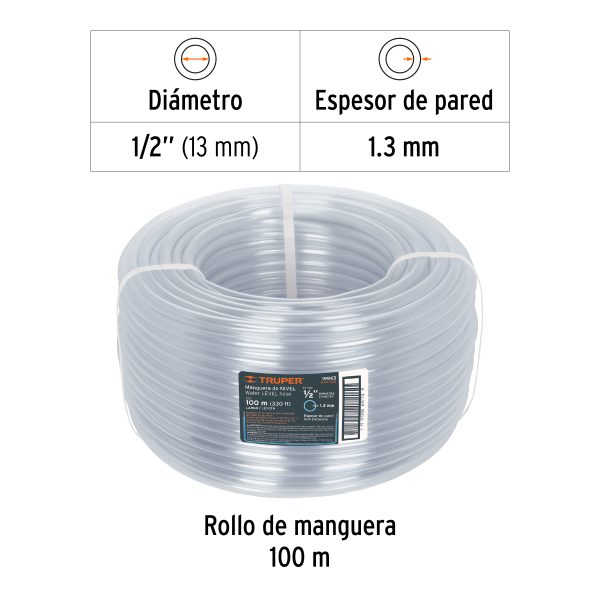 MANGUERA 1/2" DE NIVEL ROLLO DE 100 M TRUPER - Imagen 2