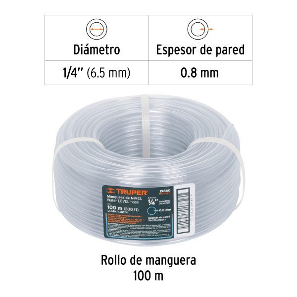 MANGUERA 1/4" DE NIVEL ROLLO DE 100 M TRUPER - Imagen 2