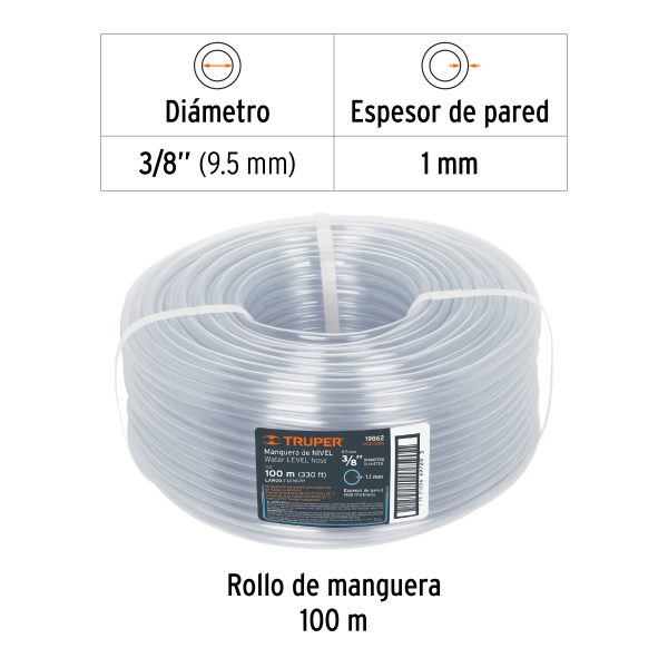 MANGUERA 3/8" DE NIVEL ROLLO DE 100 M TRUPER - Imagen 2