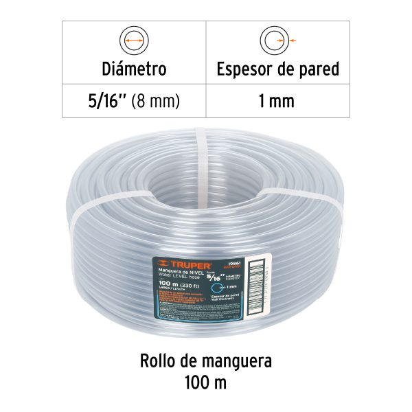 MANGUERA 5/16" DE NIVEL ROLLO DE 100 M TRUPER - Imagen 2