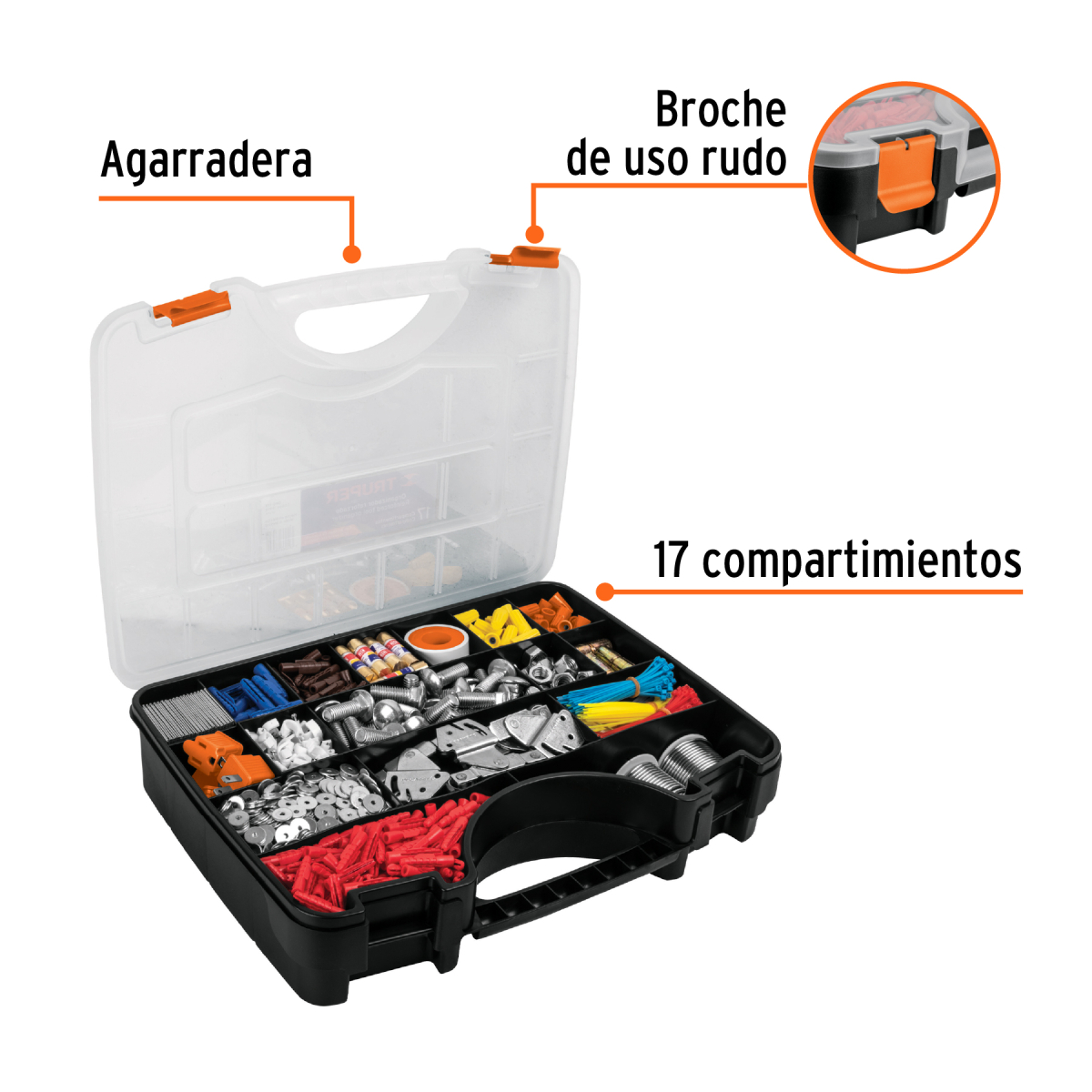 ORGANIZADOR 17" REFORZADO CON 17 COMPARTIMIENTOS TRUPER - Imagen 2