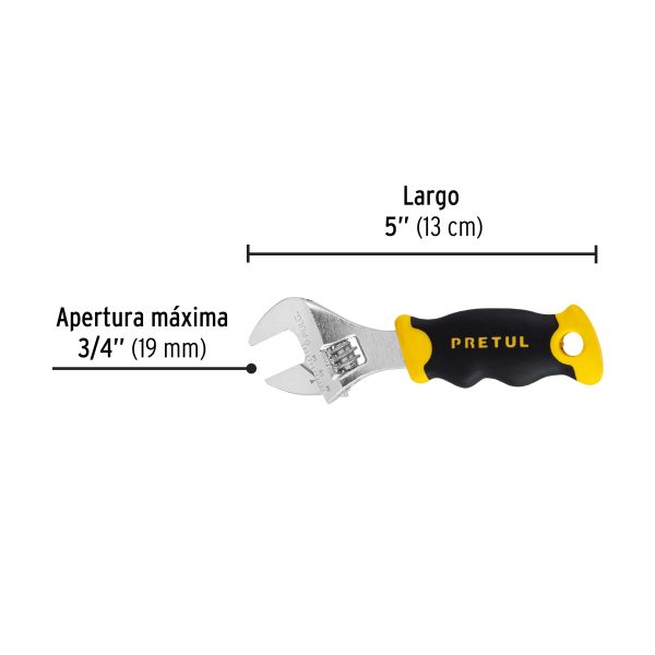 LLAVE AJUSTABLE 5" CROMADA CON GRIP PRETUL - Imagen 2