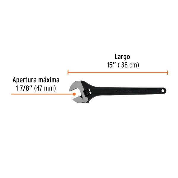 LLAVE AJUSTABLE 15" PROFESIONAL PAVONADA TRUPER EXPERT - Imagen 2