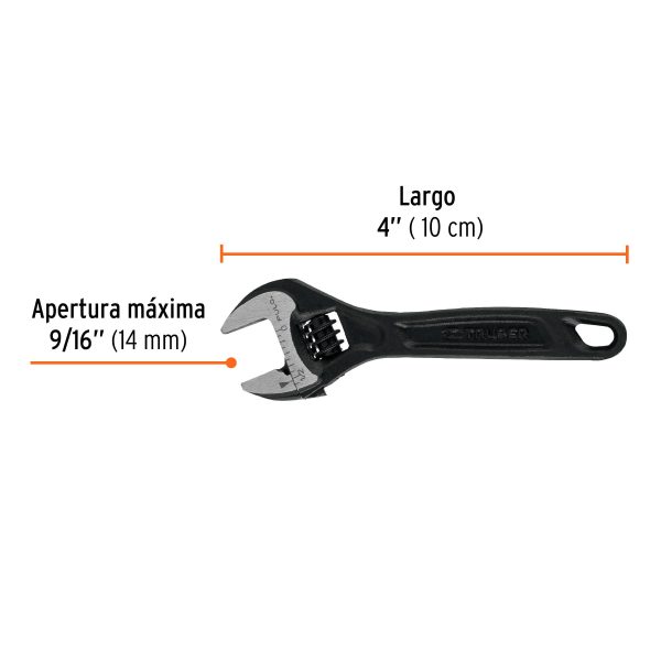 LLAVE AJUSTABLE 4" PROFESIONAL PAVONADA TRUPER EXPERT - Imagen 2