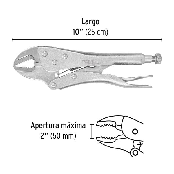 PINZA DE PRESION 10" MORDAZA RECTA PRETUL - Imagen 2