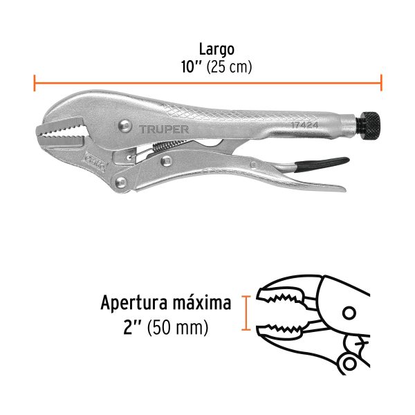 PINZA DE PRESION 10" MORDAZA RECTA TRUPER - Imagen 2
