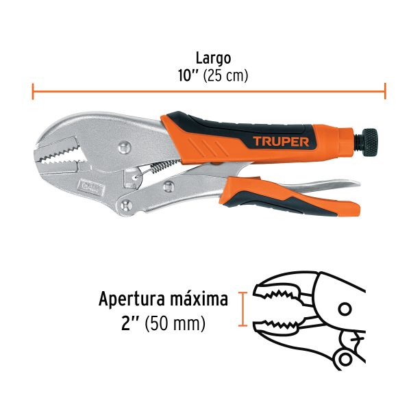 PINZA DE PRESION 10" MORDAZA RECTA MANGO DE VINIL TRUPER - Imagen 2
