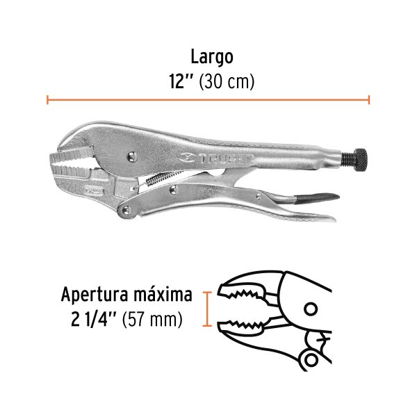 PINZA DE PRESION 12" MORDAZA RECTA TRUPER - Imagen 2