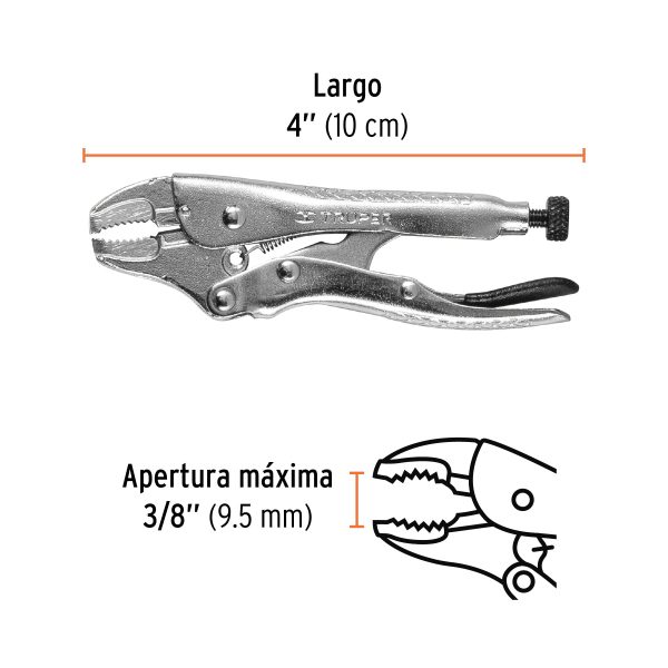 PINZA DE PRESION 4" MORDAZA CURVA TRUPER - Imagen 2