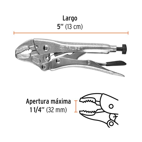 PINZA DE PRESION 5" MORDAZA CURVA TRUPER - Imagen 2
