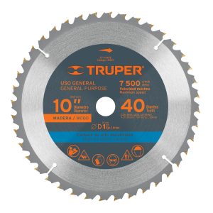 DISCO SIERRA 10" PARA MADERA 40 DIENTES CENTRO 1" TRUPER