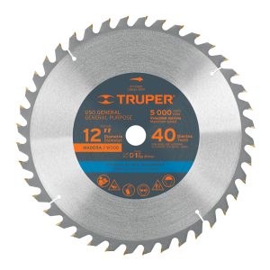 DISCO SIERRA 12" PARA MADERA 40 DIENTES CENTRO 1" TRUPER