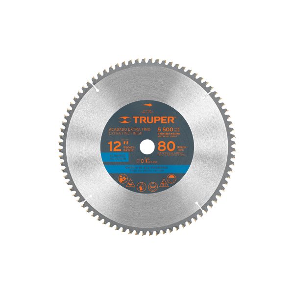 DISCO SIERRA 12" PARA ALUMINIO 80 DIENTES CENTRO 1" TRUPER