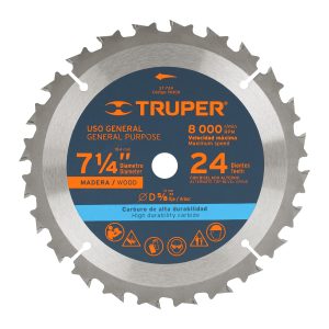 DISCO SIERRA 7-1/4" PARA MADERA 24 DIENTES CENTRO 5/8" TRUPER