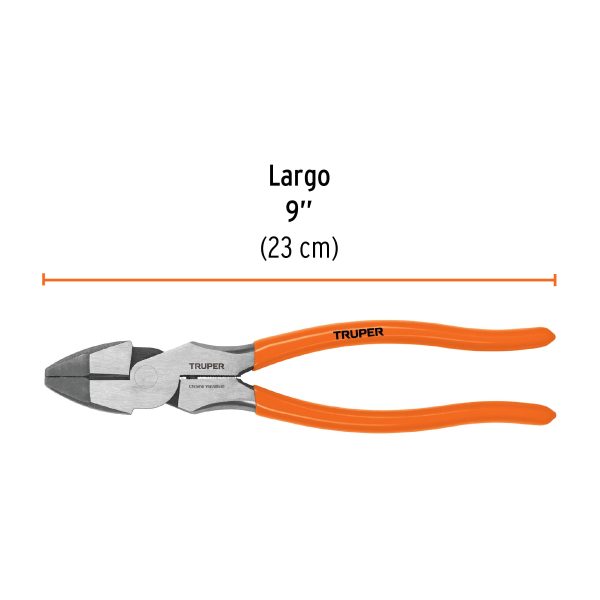 PINZA PARA ELECTRICISTA 9" ALTA PALANCA MANGO PVC TRUPER - Imagen 2