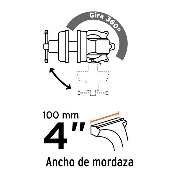 PRENSA DE BANCO 4" INDUSTRIAL DE HIERRO NODULAR TRUPER - Imagen 2