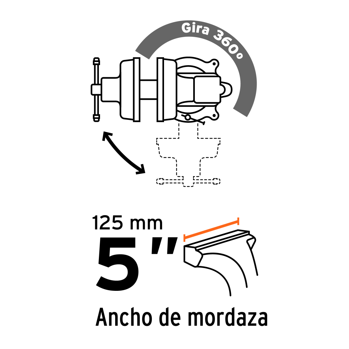 PRENSA DE BANCO 5" INDUSTRIAL DE HIERRO NODULAR TRUPER - Imagen 2