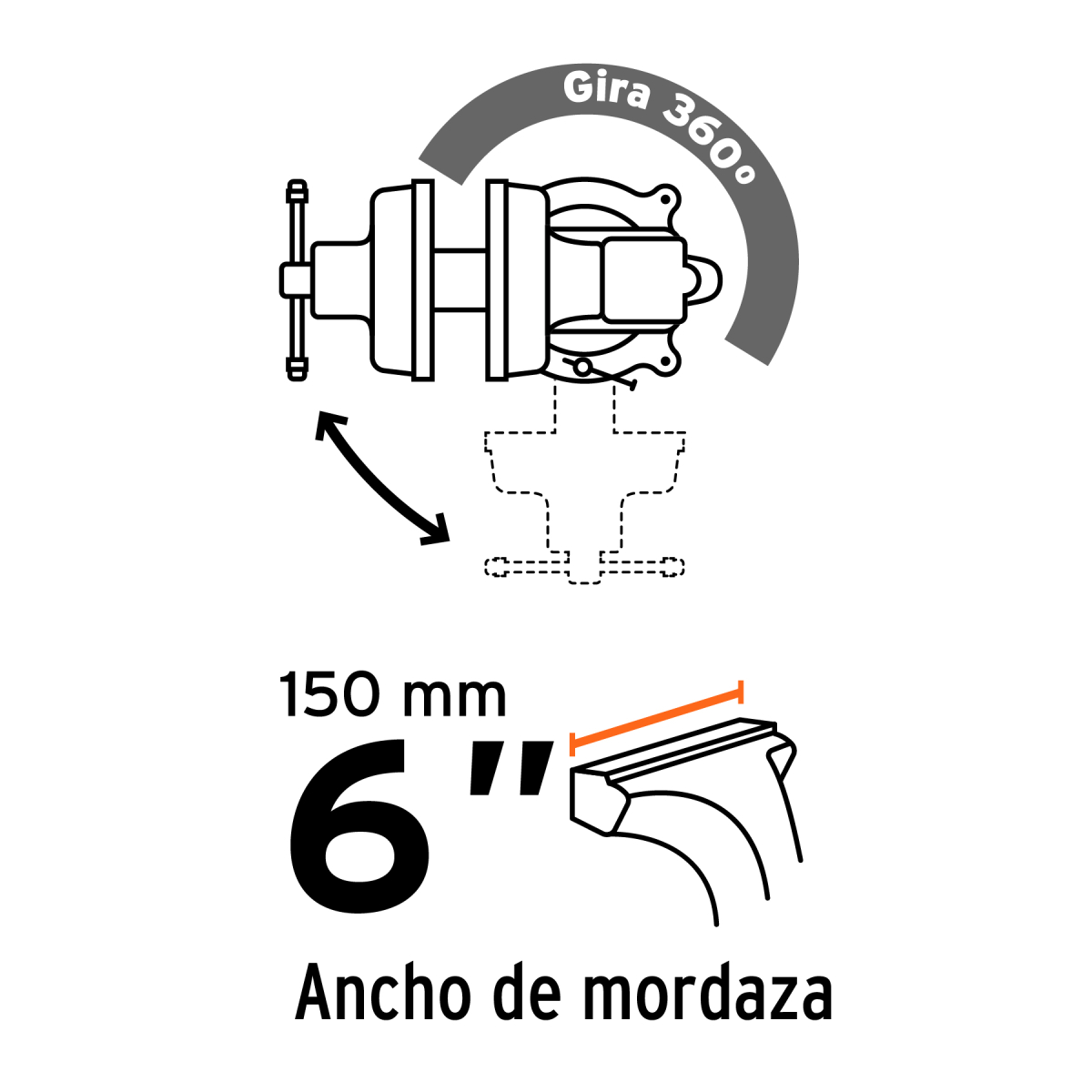 PRENSA DE BANCO 6" INDUSTRIAL DE HIERRO NODULAR TRUPER - Imagen 2