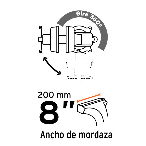 PRENSA DE BANCO 8" INDUSTRIAL DE HIERRO NODULAR TRUPER - Imagen 2