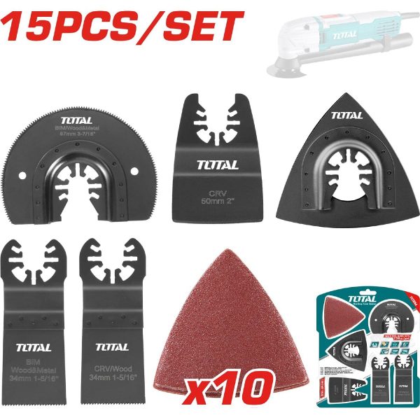 JUEGO DE 15 ACCESORIOS PARA MULTITOOL TOTAL
