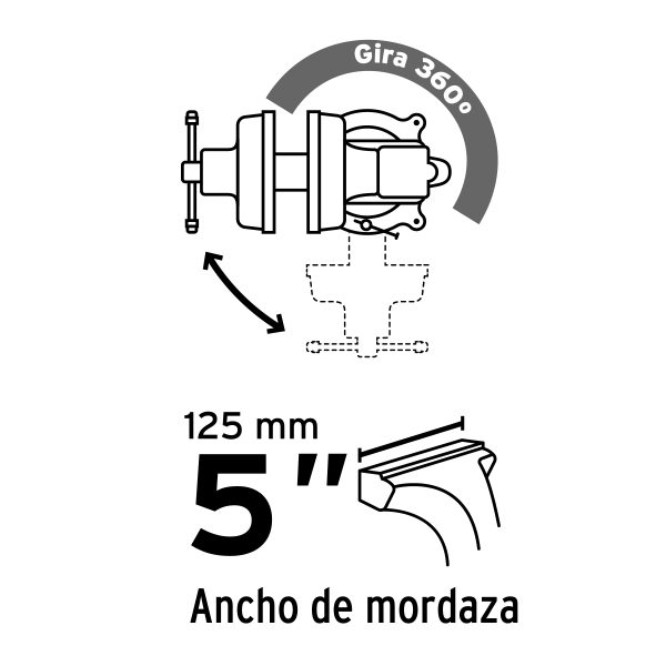 PRENSA DE BANCO 5″ DE HIERRO GRIS PRETUL - Imagen 2