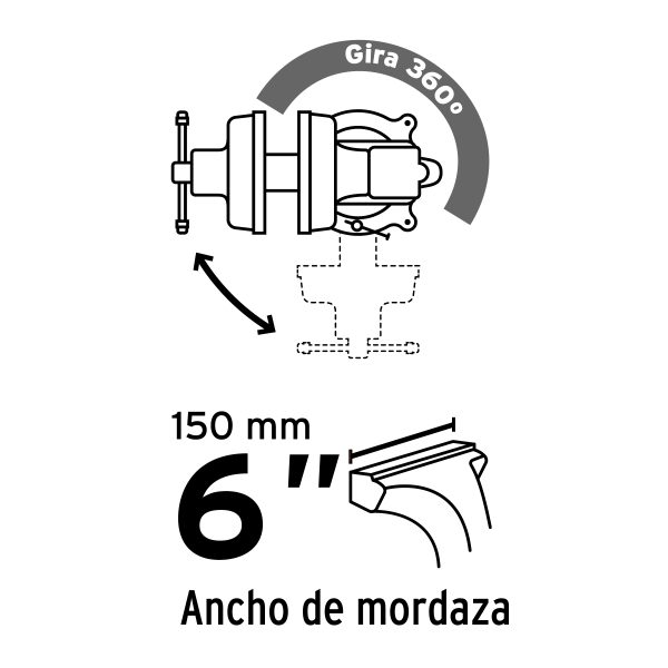 PRENSA DE BANCO 6″ DE HIERRO GRIS PRETUL - Imagen 2