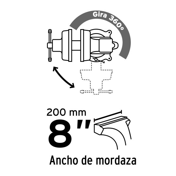 PRENSA DE BANCO 8″ DE HIERRO GRIS PRETUL - Imagen 2