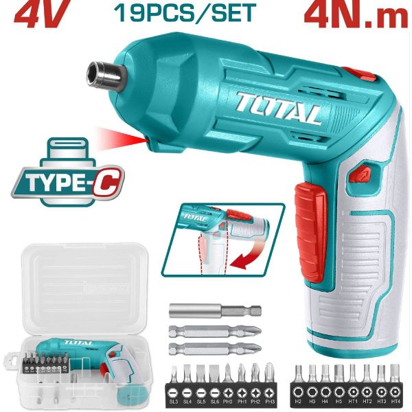 ATORNILLADOR 1/4" BATERIA 4V TOTAL