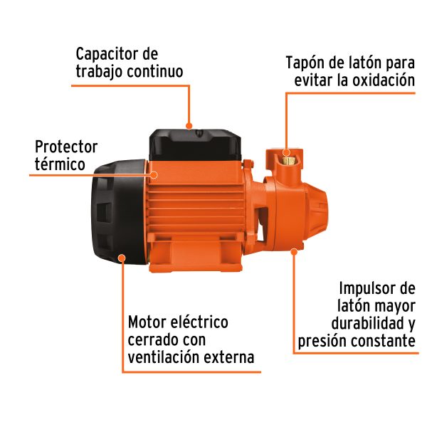 BOMBA PERIFERICA 1/2 HP ALTURA MAXIMA 45 M TRUPER EXPERT - Imagen 2