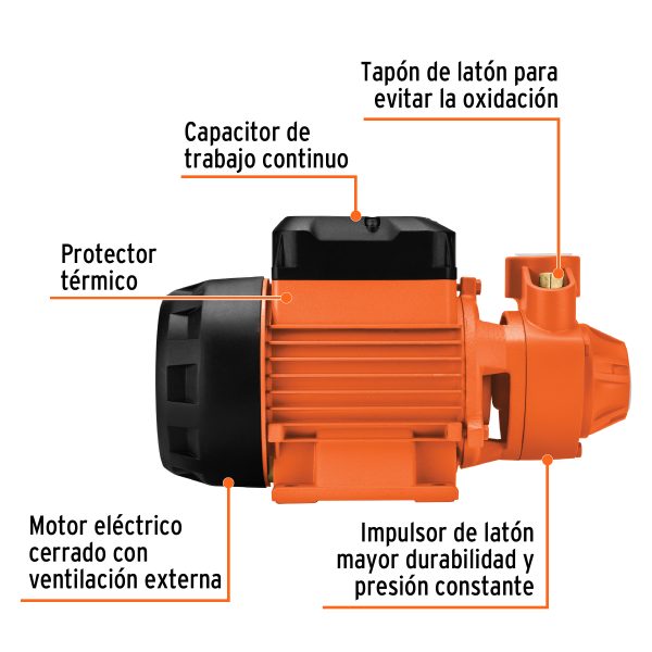 BOMBA PERIFERICA 1 HP ALTURA MAXIMA 70 M TRUPER EXPERT - Imagen 2