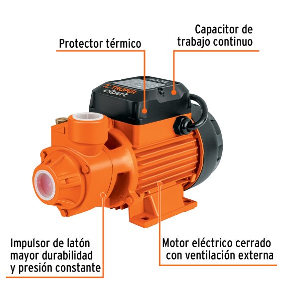 BOMBA PERIFERICA 3/4 HP ALTURA MAXIMA 65 M TRUPER EXPERT - Imagen 2