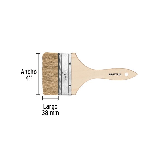 BROCHA USO GENERAL DE 4" CON MANGO DE MADERA PRETUL - Imagen 2