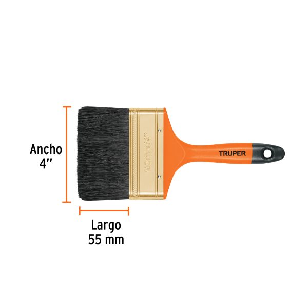 BROCHA PROFESIONAL DE 4" CON MANGO DE PLASTICO TRUPER - Imagen 2