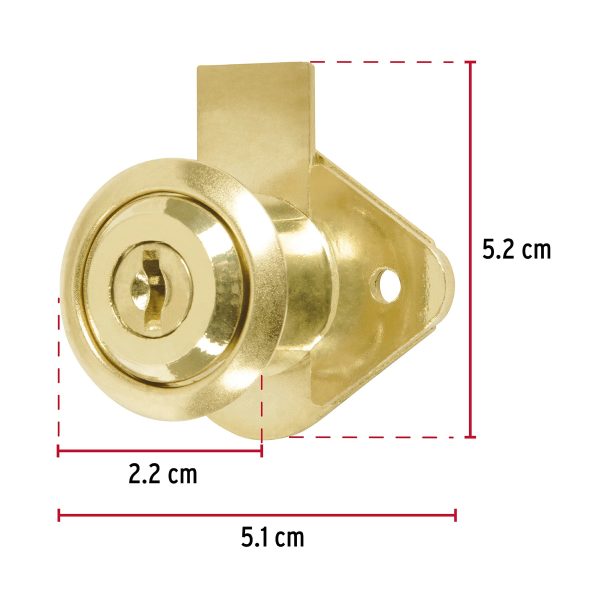 CERRADURA PARA MUEBLE MODELO 21 LATON HERMEX BASIC - Imagen 2