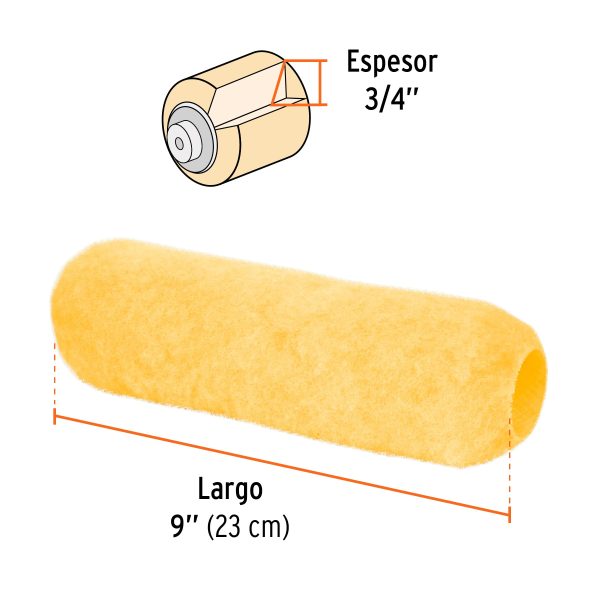 FELPA PARA RODILLO 9" X 3/4" SUPERFICIES RUGOSAS TRUPER - Imagen 2