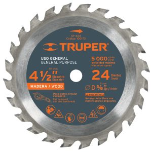 DISCO SIERRA 4-1/2" PARA MADERA 24 DIENTES CENTRO 3/8" TRUPER