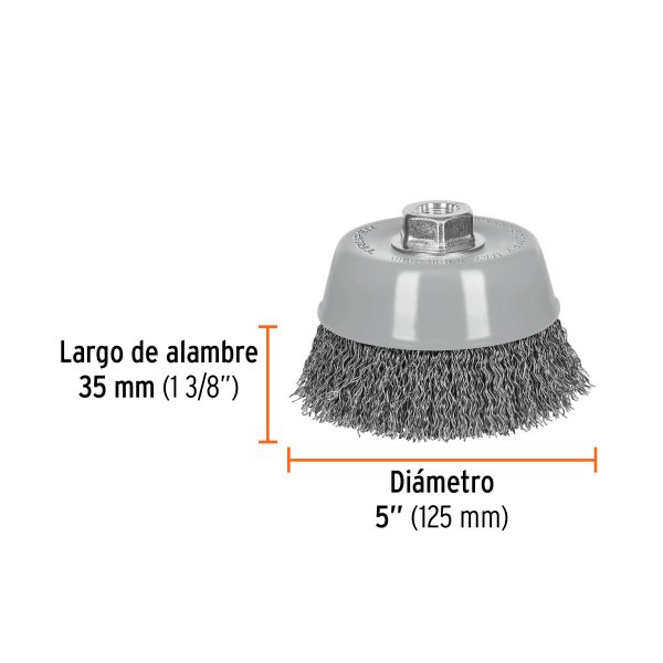 GRATA COPA 5" ALAMBRE ONDULADO GRUESO MULTI-ROSCA TRUPER - Imagen 2