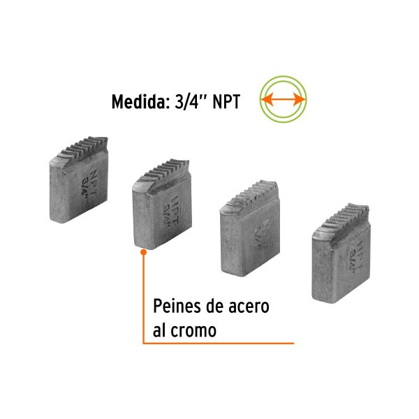 JUEGO DE 4 PEINES 3/4" PARA TARRAJAS TA-850 Y TA-851 TRUPER - Imagen 2