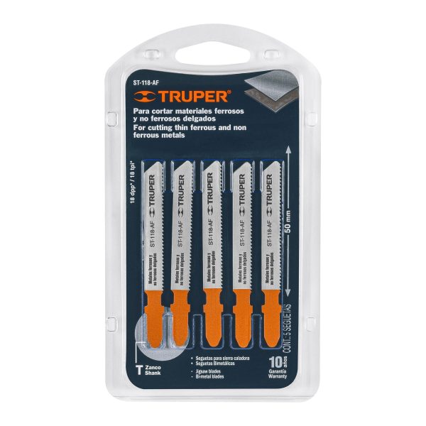 BLISTER CON 5 SEGUETAS 18 DPP ZANCO "T" CORTE RECTO METAL TRUPER