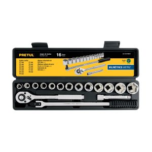 JUEGO DE 16 HERRAMIENTAS 1/2" MM PARA MECANICO PRETUL