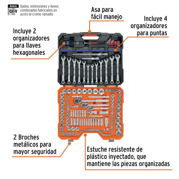 JUEGO 199 HERRAMIENTAS 1/4", 3/8" Y 1/2" STD Y MM PARA MECANICO TRUPER - Imagen 2