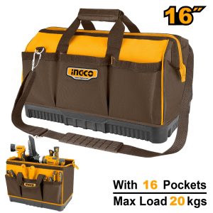 BOLSO PARA HERRAMIENTAS CON BASE REFORZADA 16″ INGCO