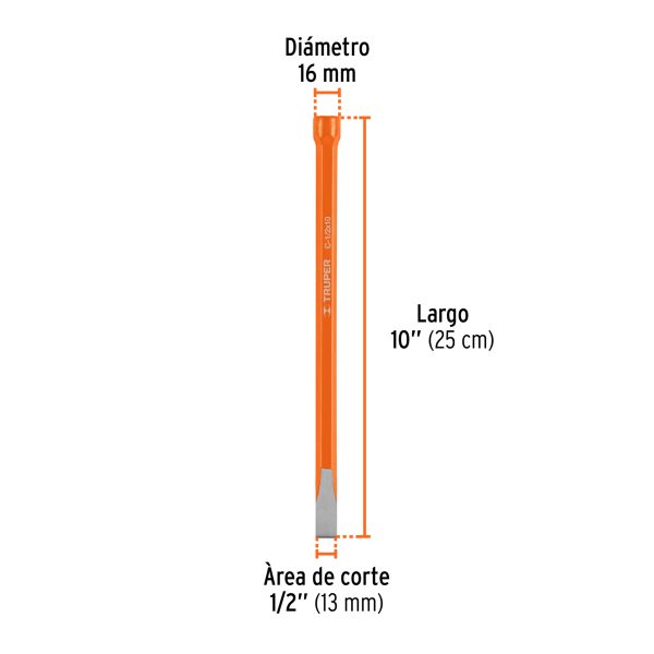 CINCEL DE CORTE FRIO DE 1/2 X 10" TRUPER - Imagen 3