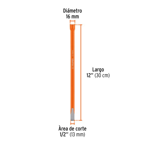CINCEL DE CORTE FRIO DE 1/2 X 12" TRUPER - Imagen 3