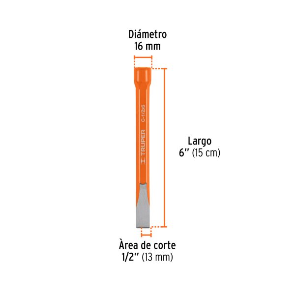 CINCEL DE CORTE FRIO DE 1/2 X 6" TRUPER - Imagen 3