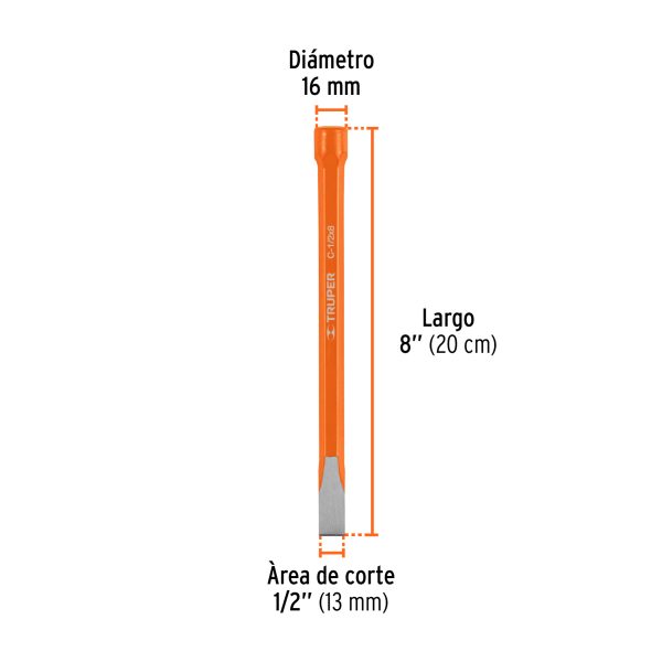 CINCEL DE CORTE FRIO DE 1/2 X 8" TRUPER - Imagen 3