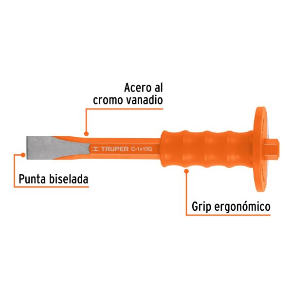 CINCEL DE CORTE FRIO 1 X 10" CON GRIP TRUPER - Imagen 2